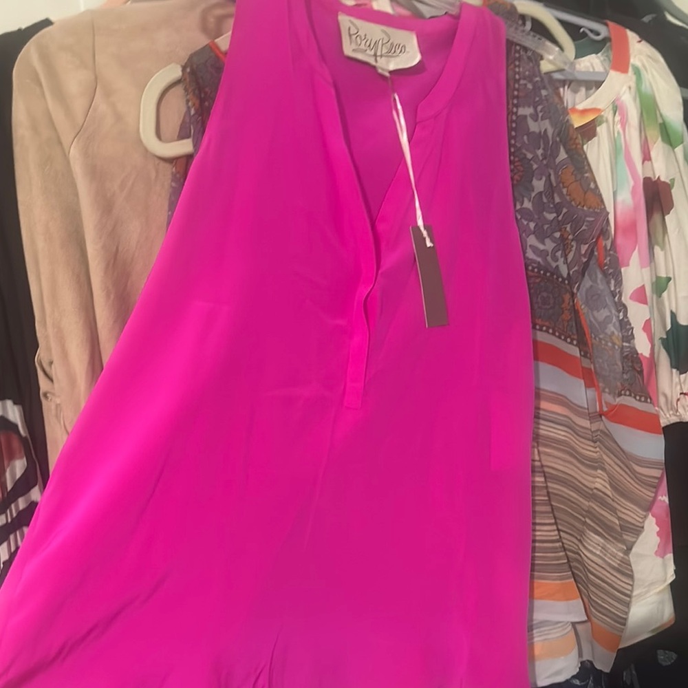 Women's Pink Silk Sleeveless Top